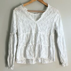 Sezane White Lace Blouse